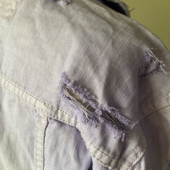 Bullhead Black distressed ombre denim jkt XL lilac green white chrome grommets - Picture 6 of 10